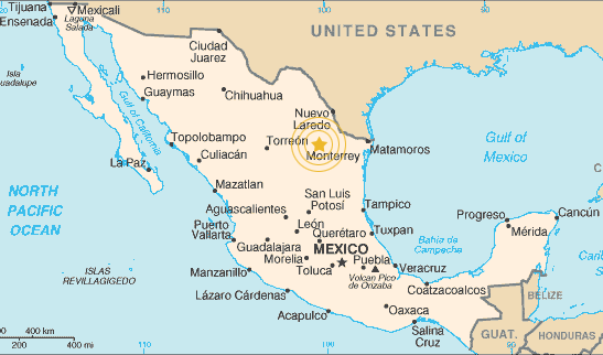 monterrey political map mexico